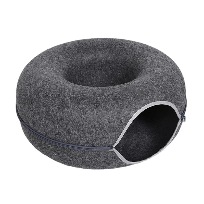 Cat Tunnel Bed – Donut Shape Nest, Playhouse & Basket for Cats