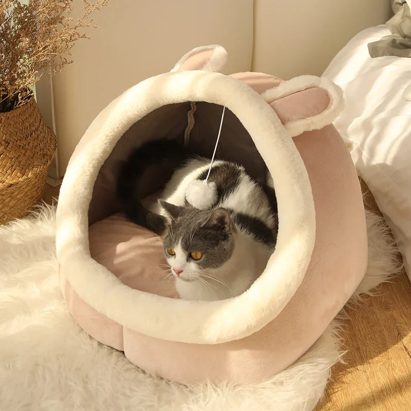 Deep Sleep Cat Bed – Foldable Washable Cave Nest for Cats & Small Dogs