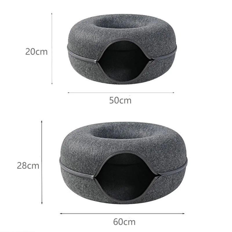Cat Tunnel Bed – Donut Shape Nest, Playhouse & Basket for Cats