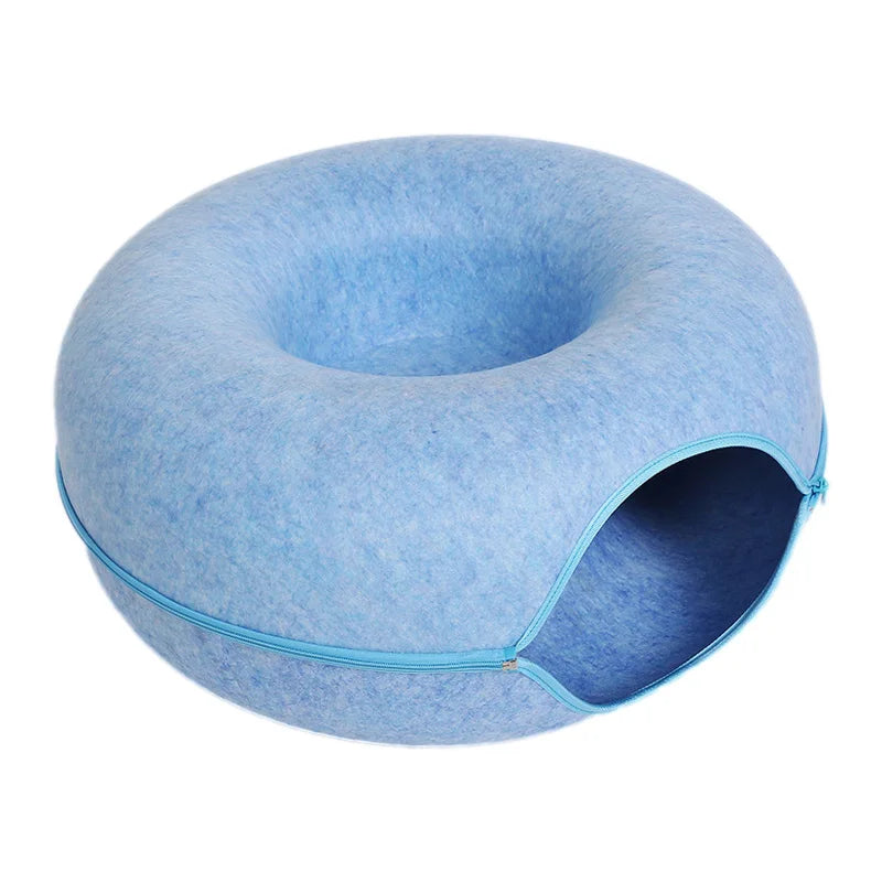 Cat Tunnel Bed – Donut Shape Nest, Playhouse & Basket for Cats