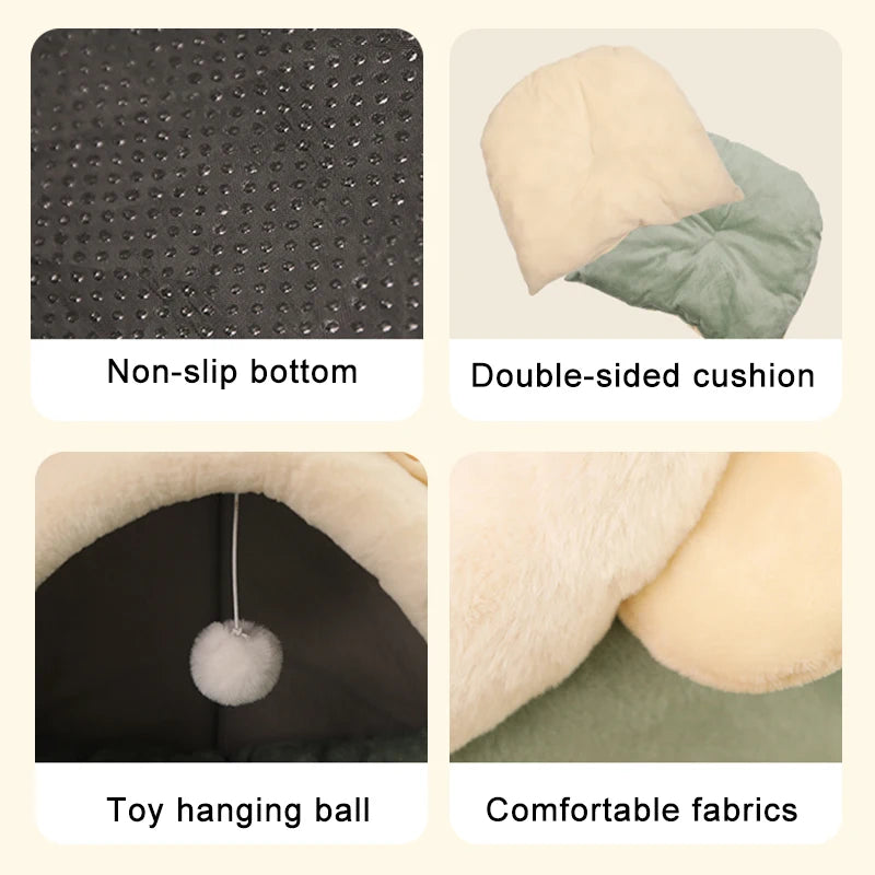 Deep Sleep Cat Bed – Foldable Washable Cave Nest for Cats & Small Dogs