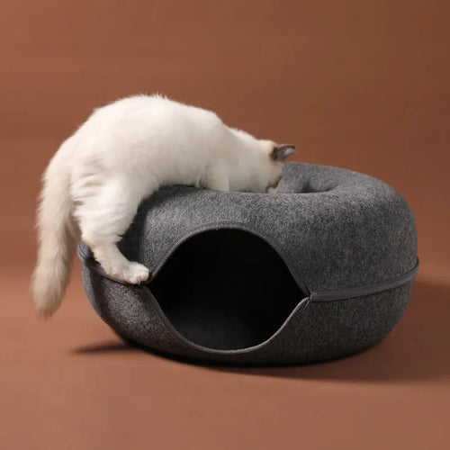 Cat Tunnel Bed – Donut Shape Nest, Playhouse & Basket for Cats
