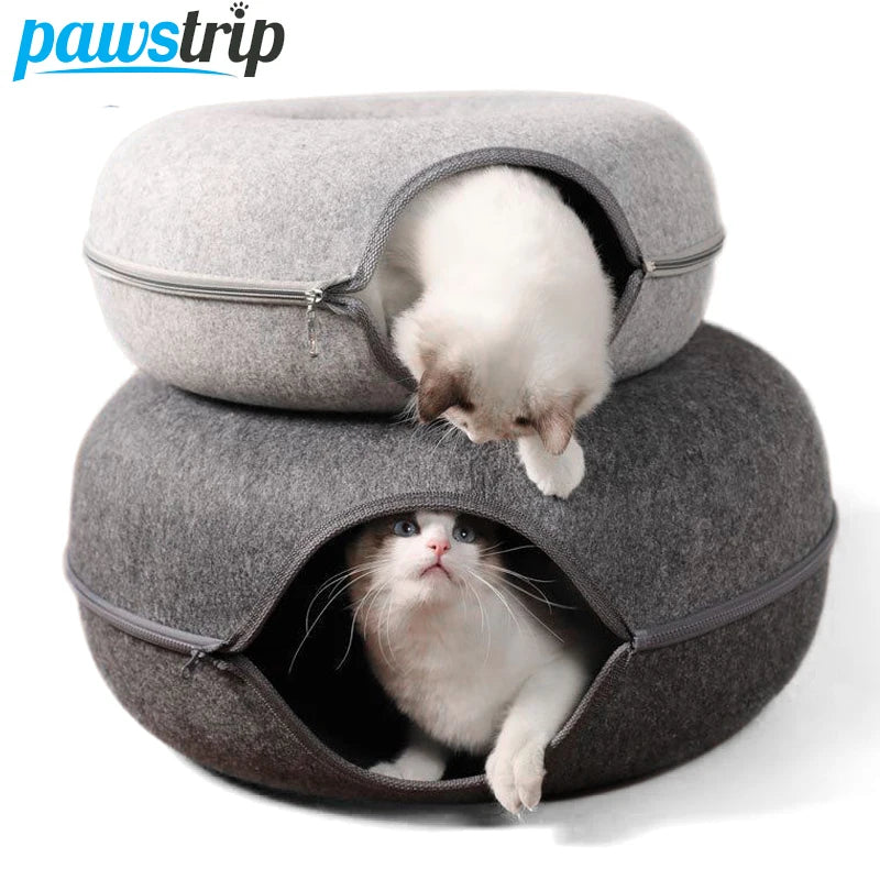 Cat Tunnel Bed – Donut Shape Nest, Playhouse & Basket for Cats