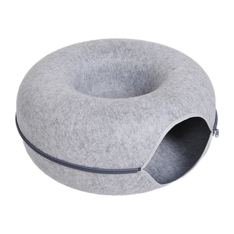 Cat Tunnel Bed – Donut Shape Nest, Playhouse & Basket for Cats