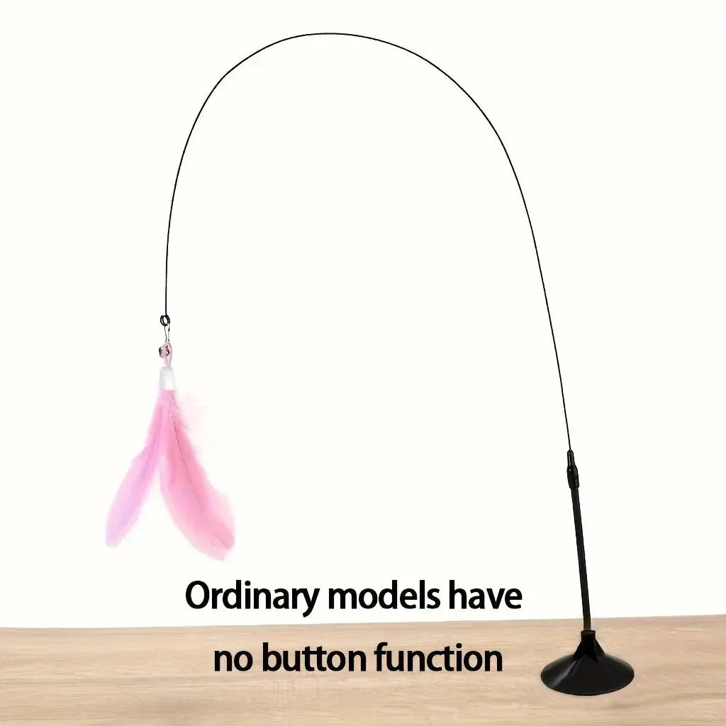 Interactive Cat Teaser Toy – Feather Wand with Bell & Suction Cup