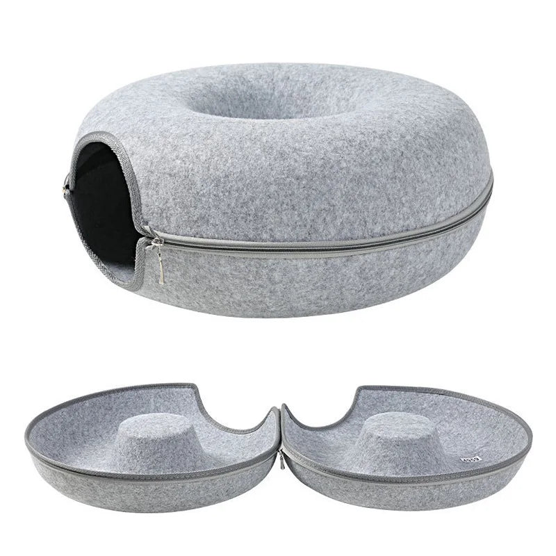 Cat Tunnel Bed – Donut Shape Nest, Playhouse & Basket for Cats